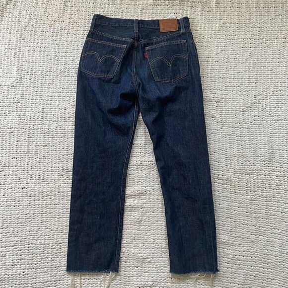 Levis Dark Wash Raw Hem 501's - Size 28 - Picture 4 of 7